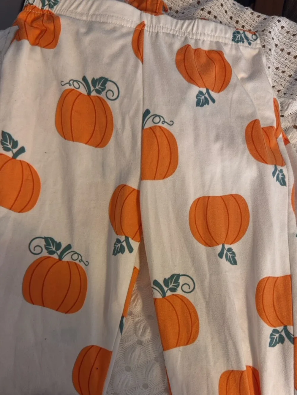 Tahari Orange and Green Pumpkin-Pattern Kids Pajama Set with Sleep Mask